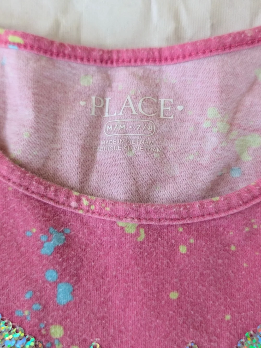 Children's Place Girl's Dress Pink Cotton Blue Butterfly - Medium 7/8 Sequin - Picture 12 of 12